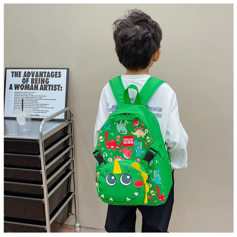 Mochila con estampado de dinosaurio para niños, morral informal de dibujos animados, ideal para estudiantes, guardería, 2023