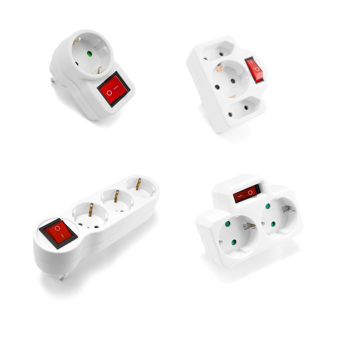 EU Plug Adapter With Switch ON/OFF Power Converter 1 To 1/2/3 Way EU Standard Electrical Socket Germany Korea Spian Plug Adaptor