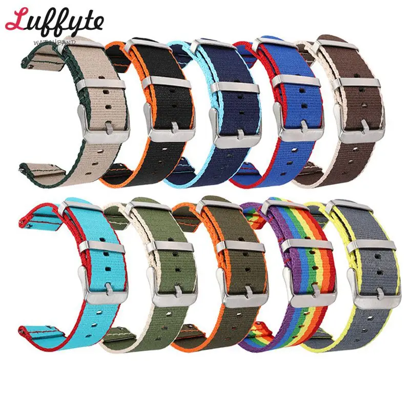 20mm 22mm Quick Release Canvas Sport Watchband Watch Accessories Colorful Nylon Weave Strap
