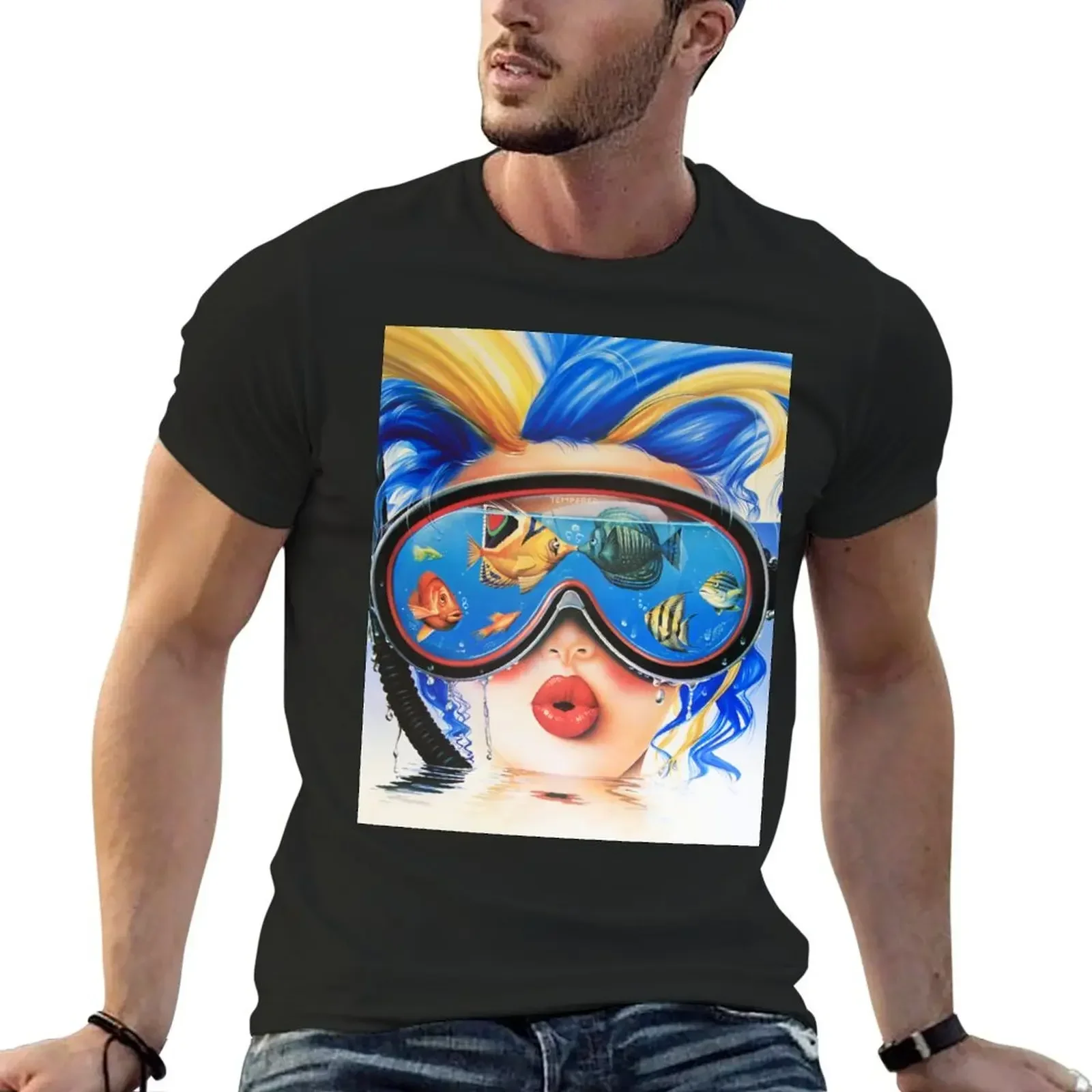 Retro 80s Tempered Summer Vibes Airbrush T-Shirt blacks plus size clothes vintage clothes plain t shirts for men cotton