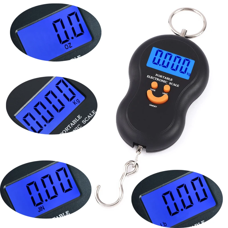 Electronic 50Kg 10g Hanging LCD Digital Scale Fishing Weights Pocket Luggage Scale laboratory teaching+2 AAA Battery