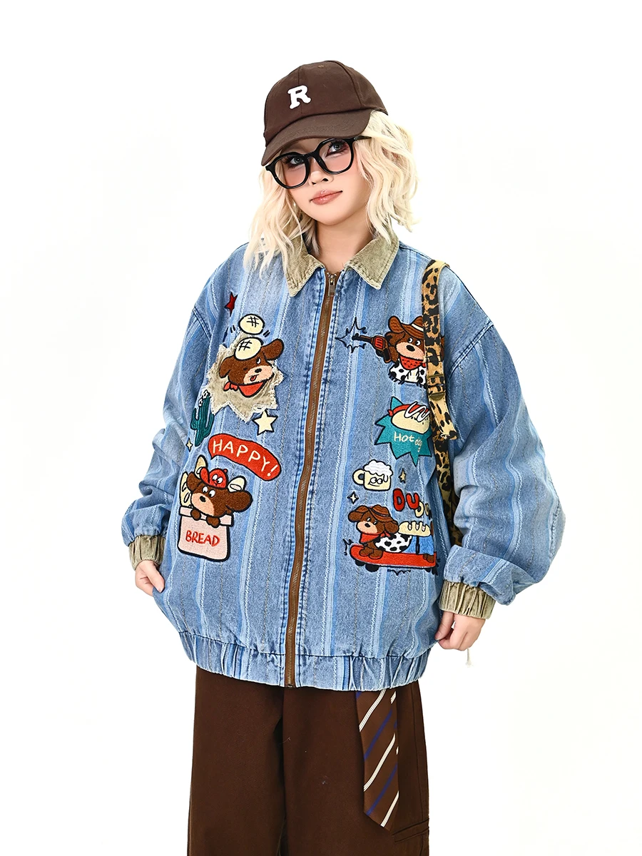 

Свободные женские джинсовые джинсы с рисунком собак, весна 2026, новая модная верхняя одежда в американском стиле ретро для пар, модная