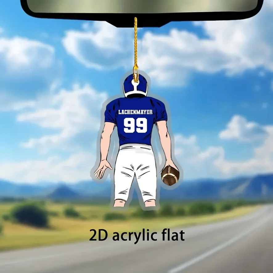 

Personalized Cartoon Football Player Acrylic Charm – Custom Ornament for Car Mirror, Tree, Backpack & Keychain Decoration