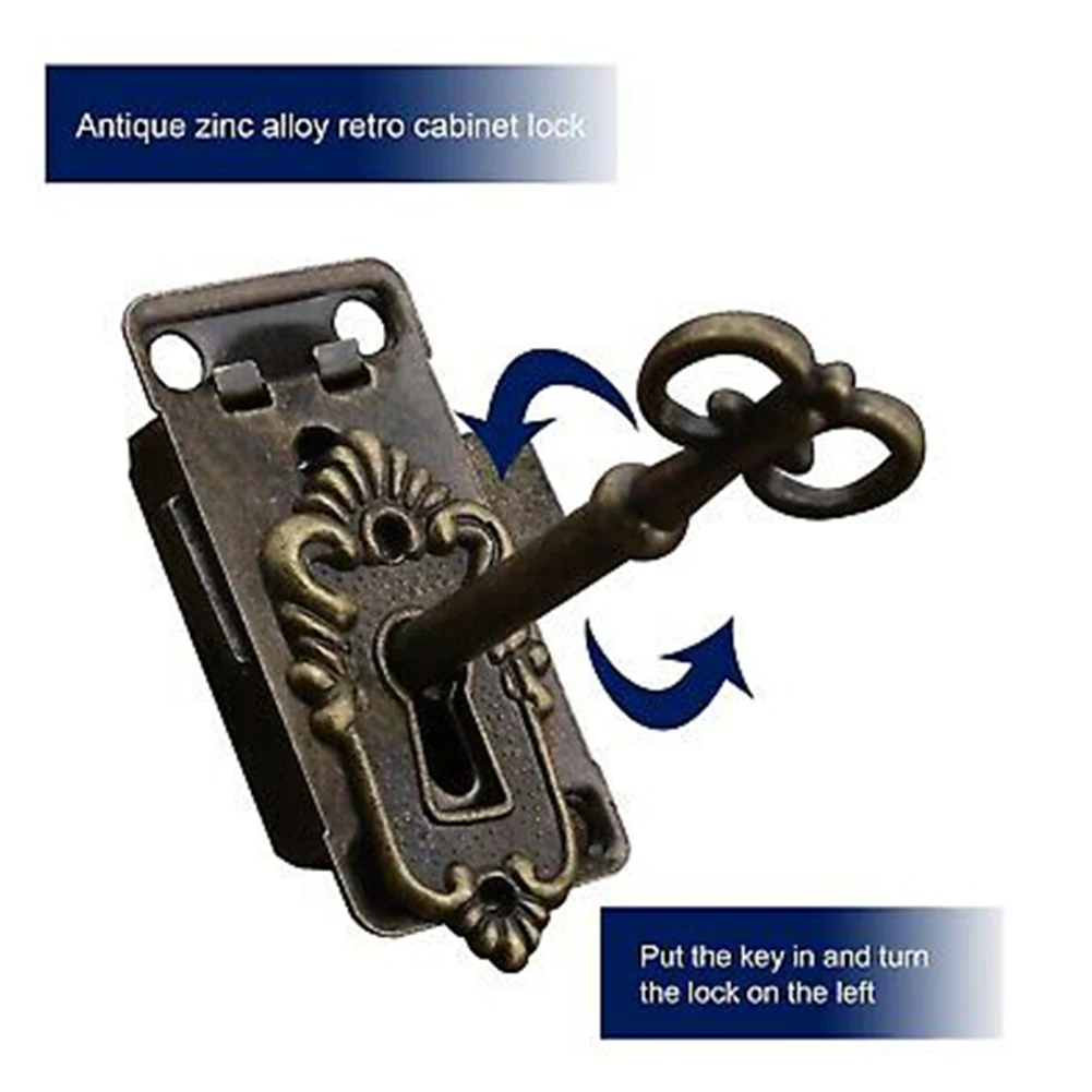 Antique Bronze For 2 x Cabinet Door Lock Sets with Keys for Wooden Furniture Drawer Jewelry Box Wine Box and Memory Box