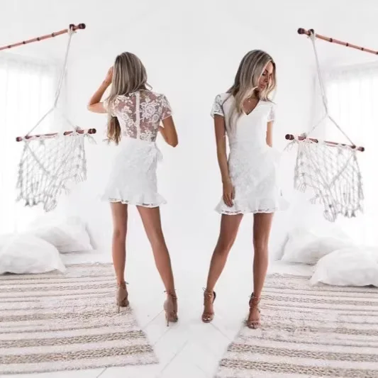

Sexy Lace V Neck Dress Summer Spring Women Bodycon Mini Dress Dresses Jumpsuit Playsuit