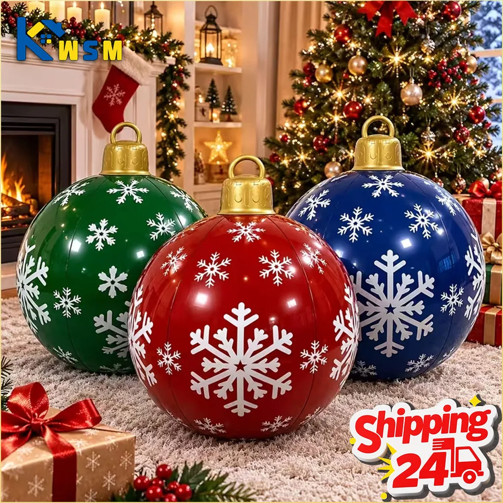 1-5PCS Perfect Inflatable Christmas Ball Outdoor Decoration Ornament Prop for Garden Yard Patio Lawn Front Porch Celebration