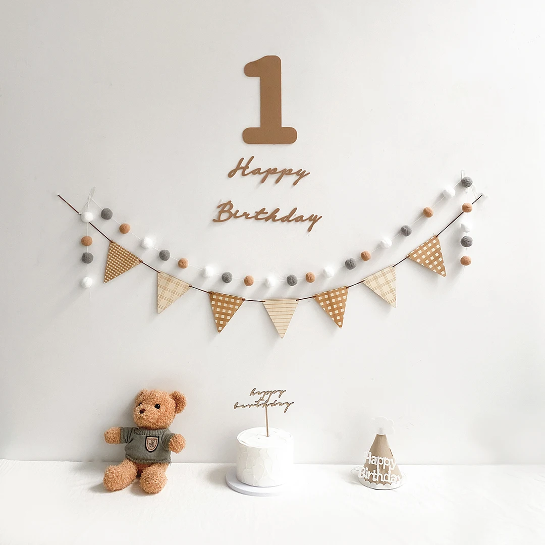 Kids First Birthday Backdrop Bunting Set Party Banner Set Baby 30 100 Days Decoration Jute Baby Shower Anniversary