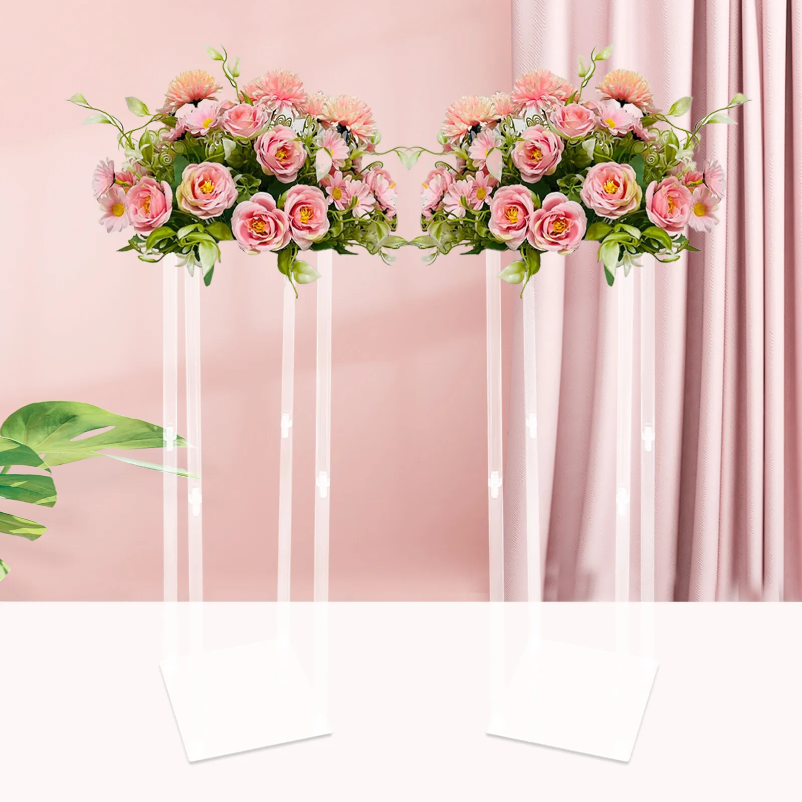 

2PCS 39" Acrylic Flower Stand, Column Vase, Centerpieces Clear Wedding Decoration, DIY Multipurpose Acrylic Clear Display Rack
