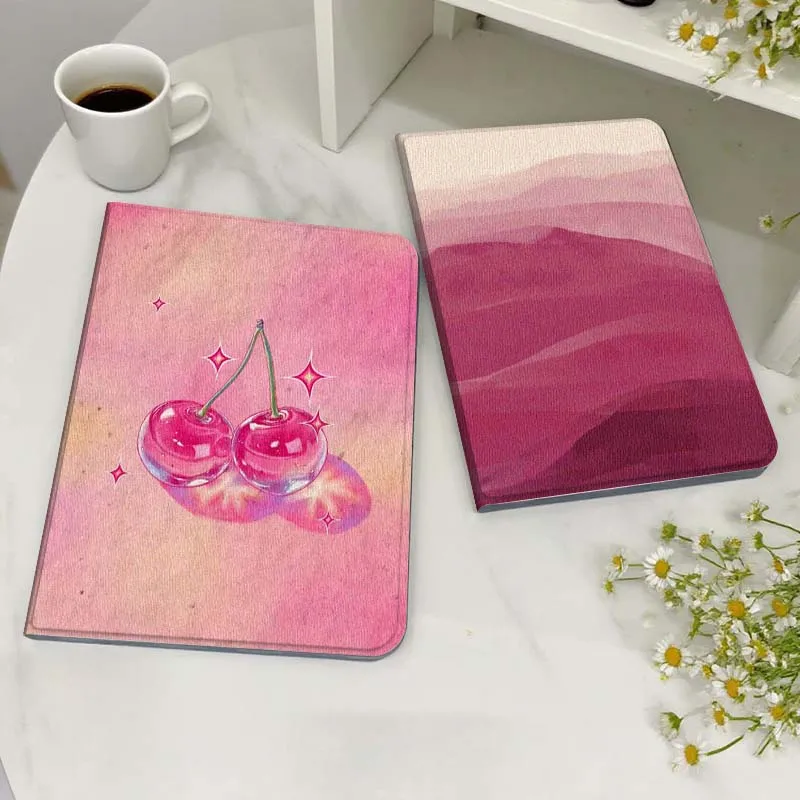 

Sparkling Cherry Pink Art For Xiaoxin Lenovo Tab Pad K11 K10 M10 P11 3rd Plus Pro Legion Y700 Y900 Gen4 2 Tablet Case Gift