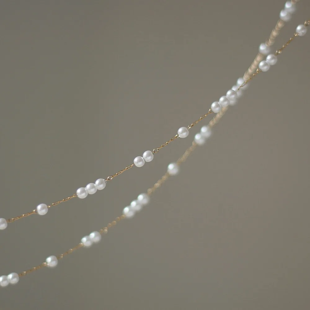 Stainless Steel Long Simulated Pearls Chain Necklace for Women Elegant Natural Baroque Pearl Pendant Necklace Gift