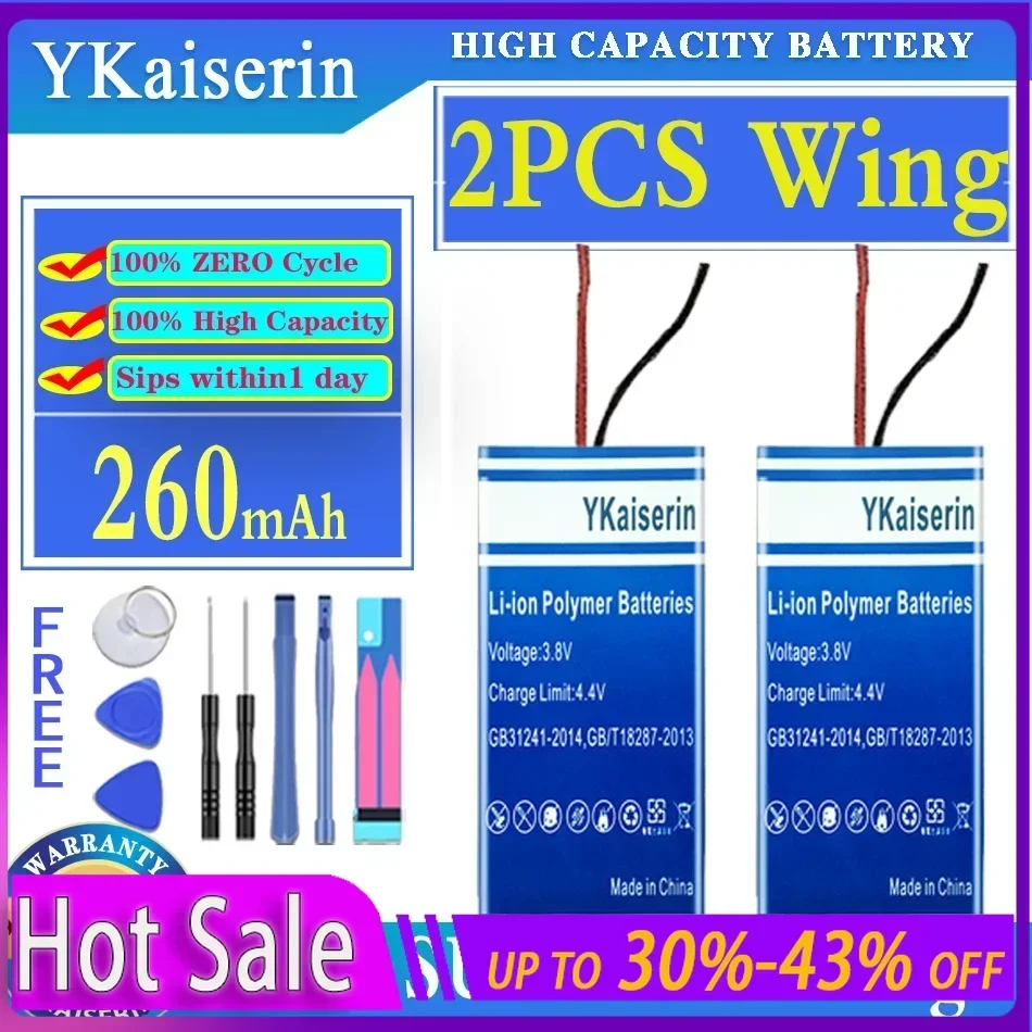 YKaiserin 260mah/600mah Replacement Battery For SUUNTO Wing Bluetooth earphone Charging case