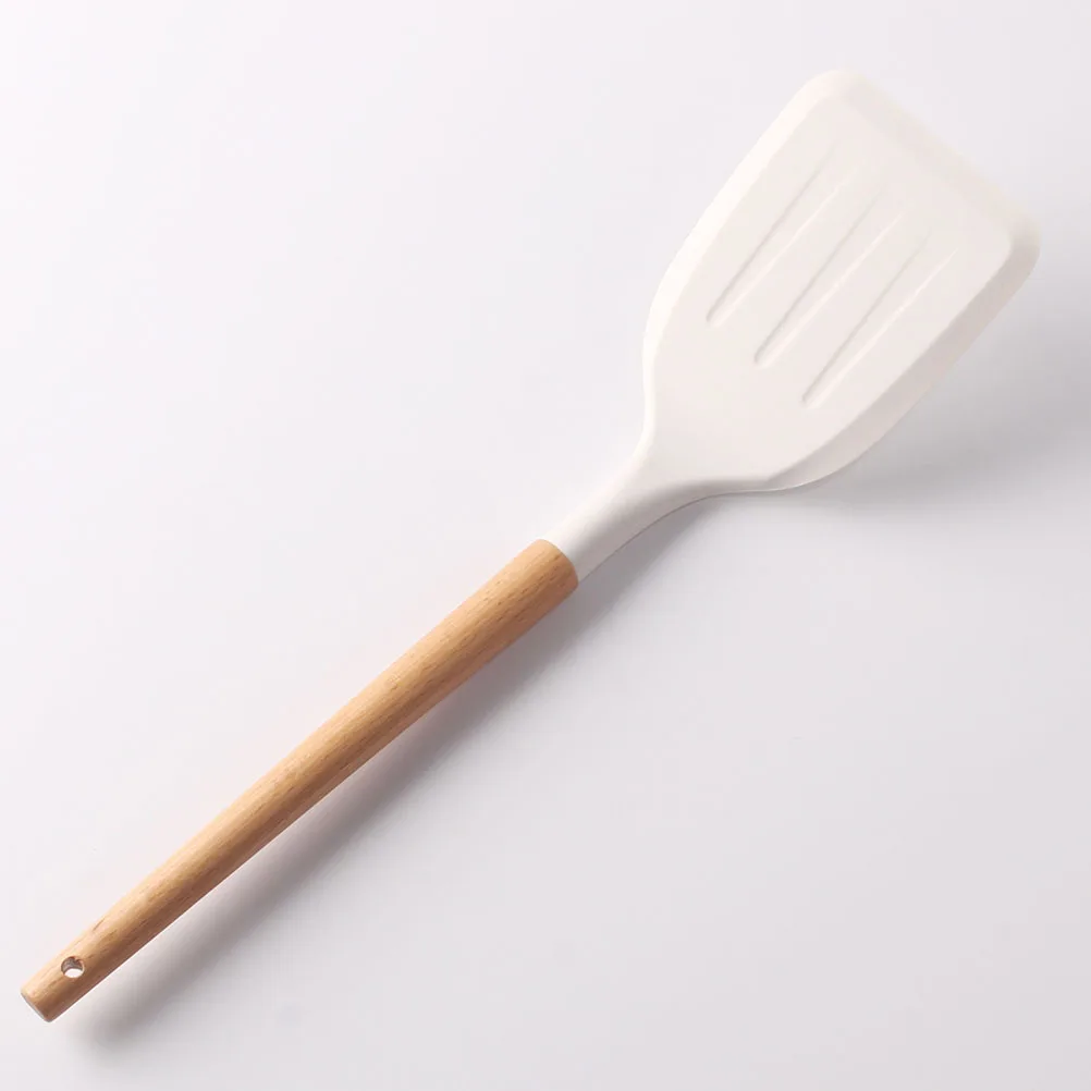 

1Pcs Wooden Handle Silicone Wok Spatula Multi-purpose Cooking Shovel Kitchen Utensil Supply