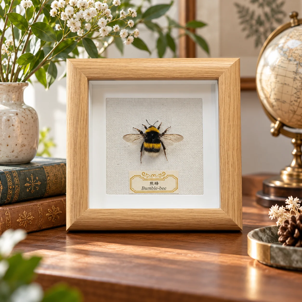 Bumblebee Queen Framed Handmade Art Ornament, Mini Wooden Frame Tabletop Decoration, Unique Art Craft Decor, Birthday Gift