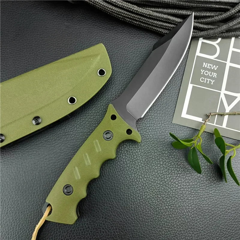 Hunting Fixed Blade 8CR13MOV Steel Blade G10 Handle Tactical Bushcraft Knife Survival Self Defense Knife with Kydex Sheath