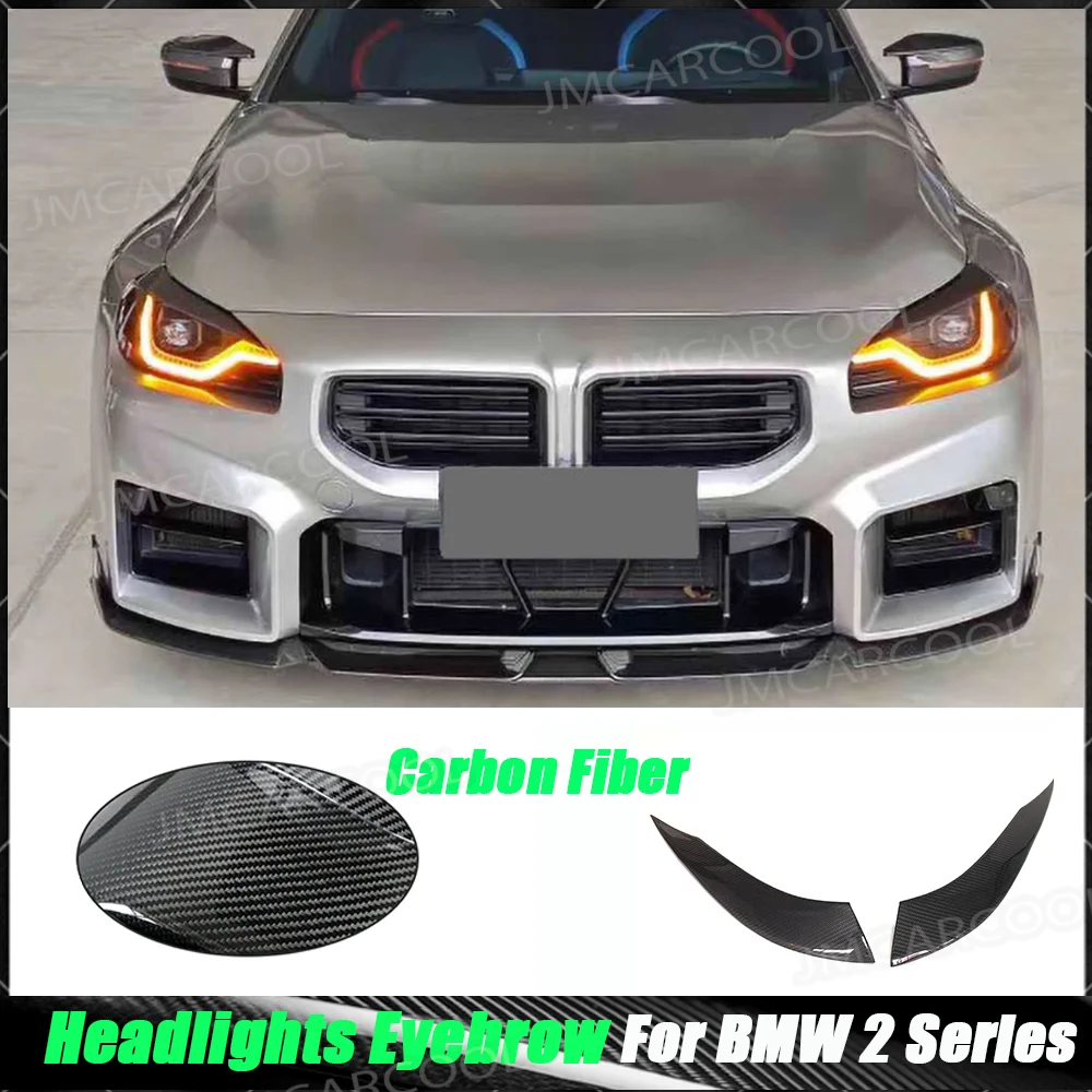 

1pair Real Carbon Fiber Car Headlights Eyebrow Eyelids Trim Cover For BMW 2 Series G87 M2 Car Accessories