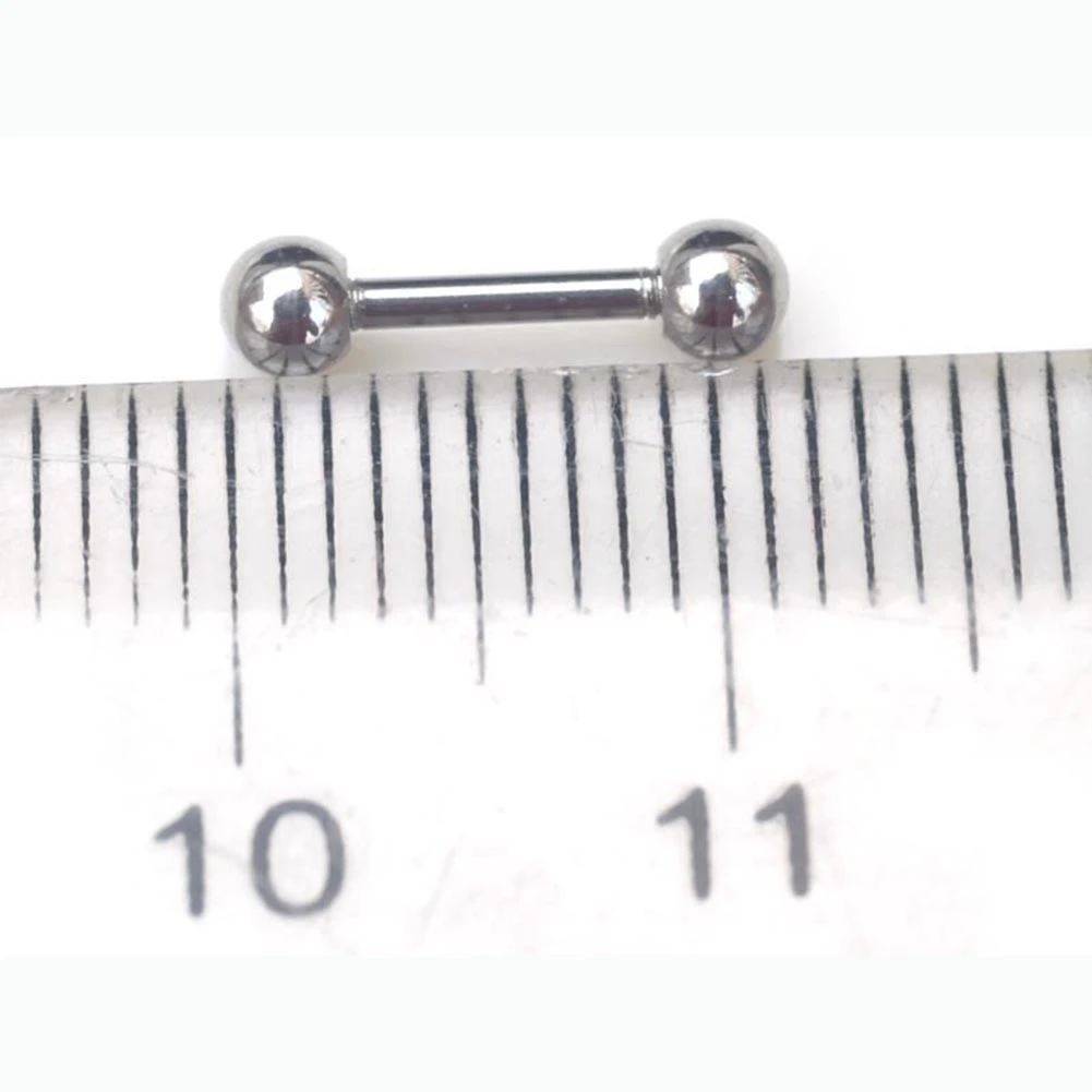 10pcs Silver Tongue Ring Set, Body Piercing