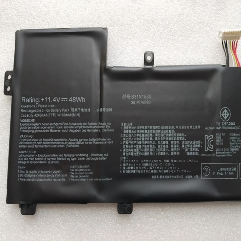 B31N1534 Battery For Asus ZenBook U5000 U5000U U5000UQ U5000UX UX510U UX510UA UX510UX UX510UW UX510UWK BX501UX BX510UW BX510UX