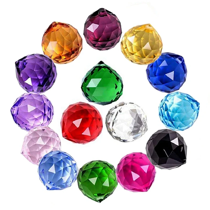 50Pcs K9 Crystal Faceted Hanging Ball Prism For Feng Shui Tree Wedding Parting Hotel Home Decor-20Mm