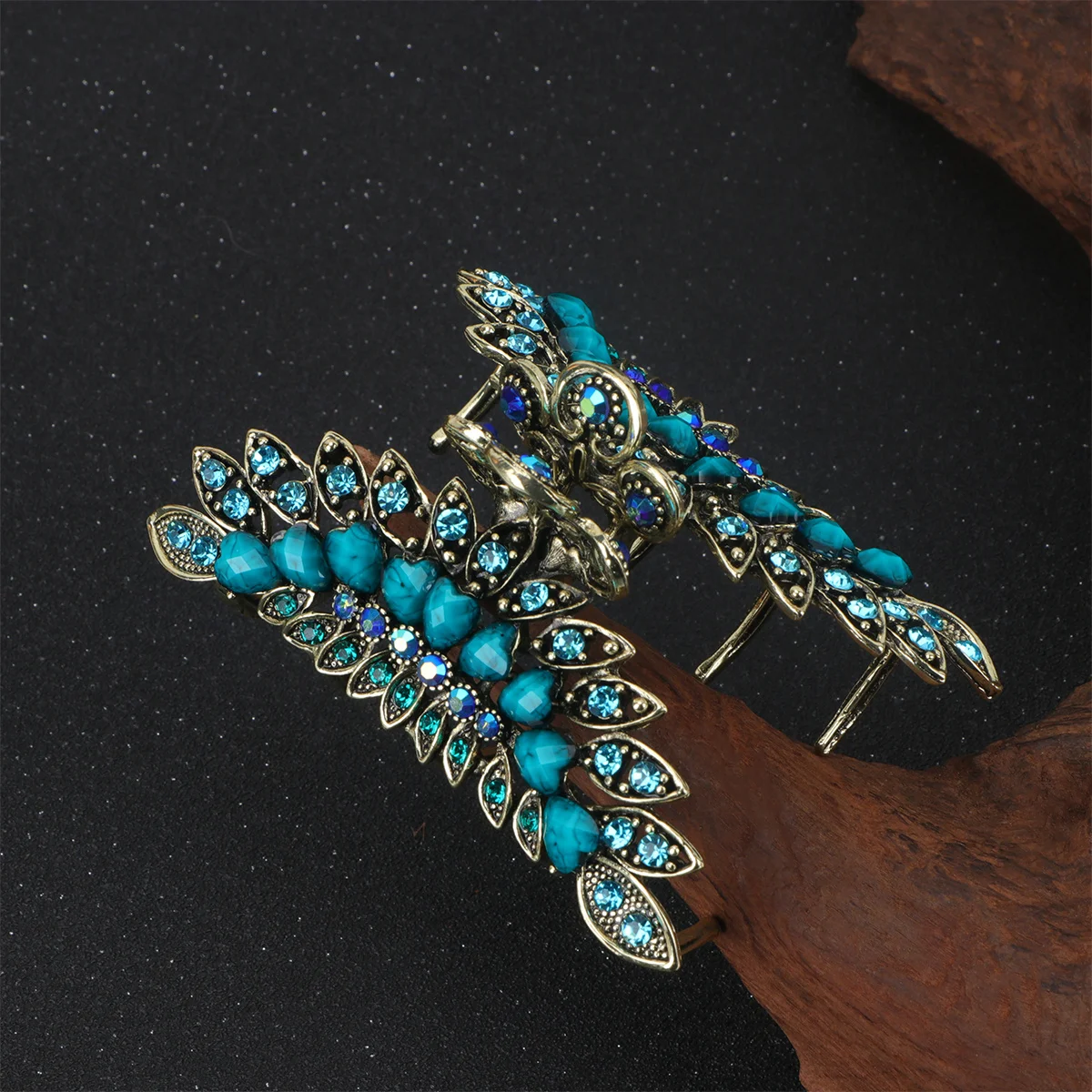 

1pc Retro Hair Blue Rhinestone Jaw Clip Stylish Ponytail Holder Hairpin Fashion Hair Accessories For Women Catch Clip