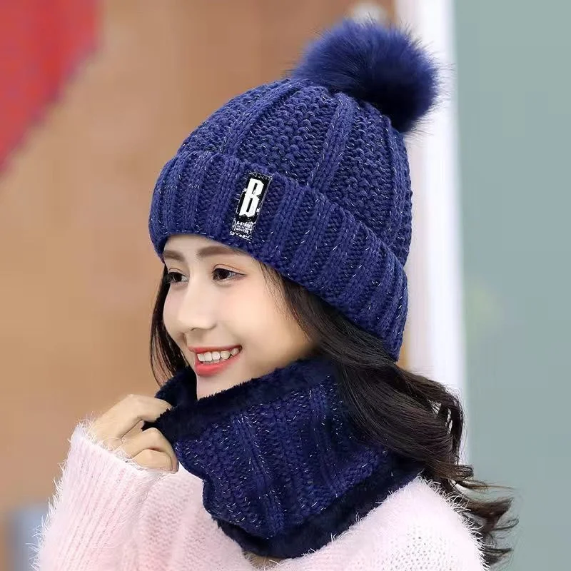 Women\'s Knitted Hat Winter Plush Thicken Ear Protection Cycling Warmth Coldproof Windbreak Comfortable Soft Female\'s Cap