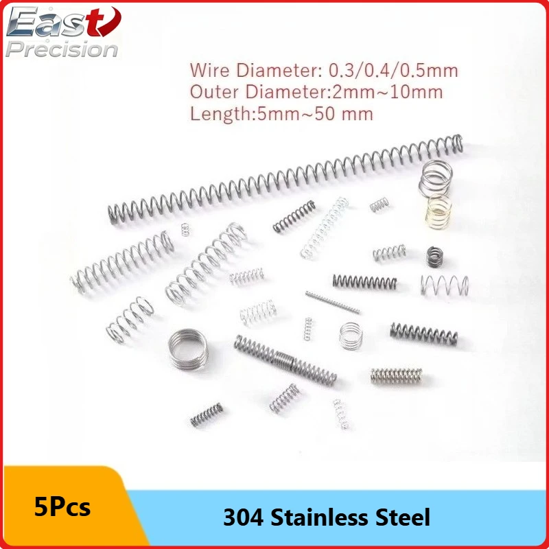 Spring Compression Spring Daquan 304 Stainless Steel Compression Strength Return Spring Diameter 0 3/0.4/0.5mm