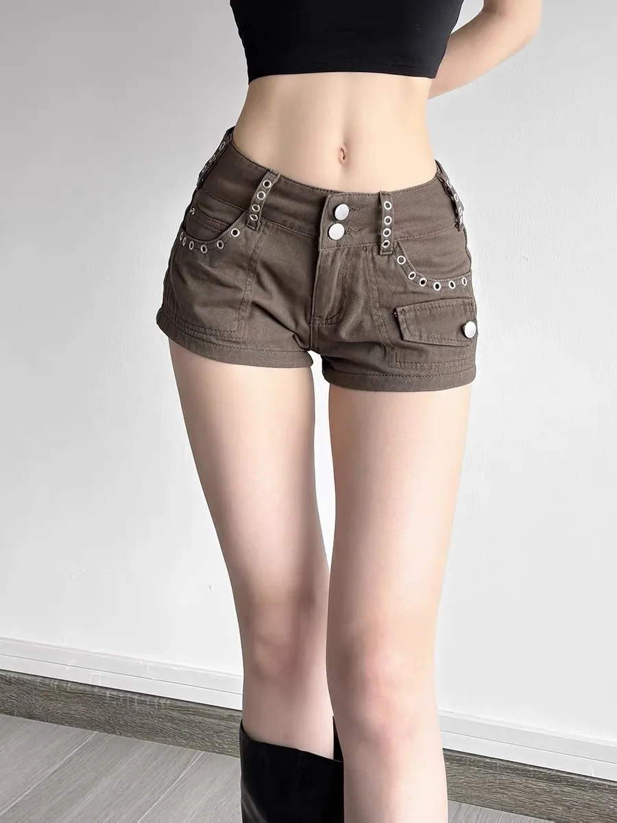 

American Sle Spicy Girl Denim orts Women's Summer Vintage Versatile Slimming Workwear Casual Butt Covering Hot Pants