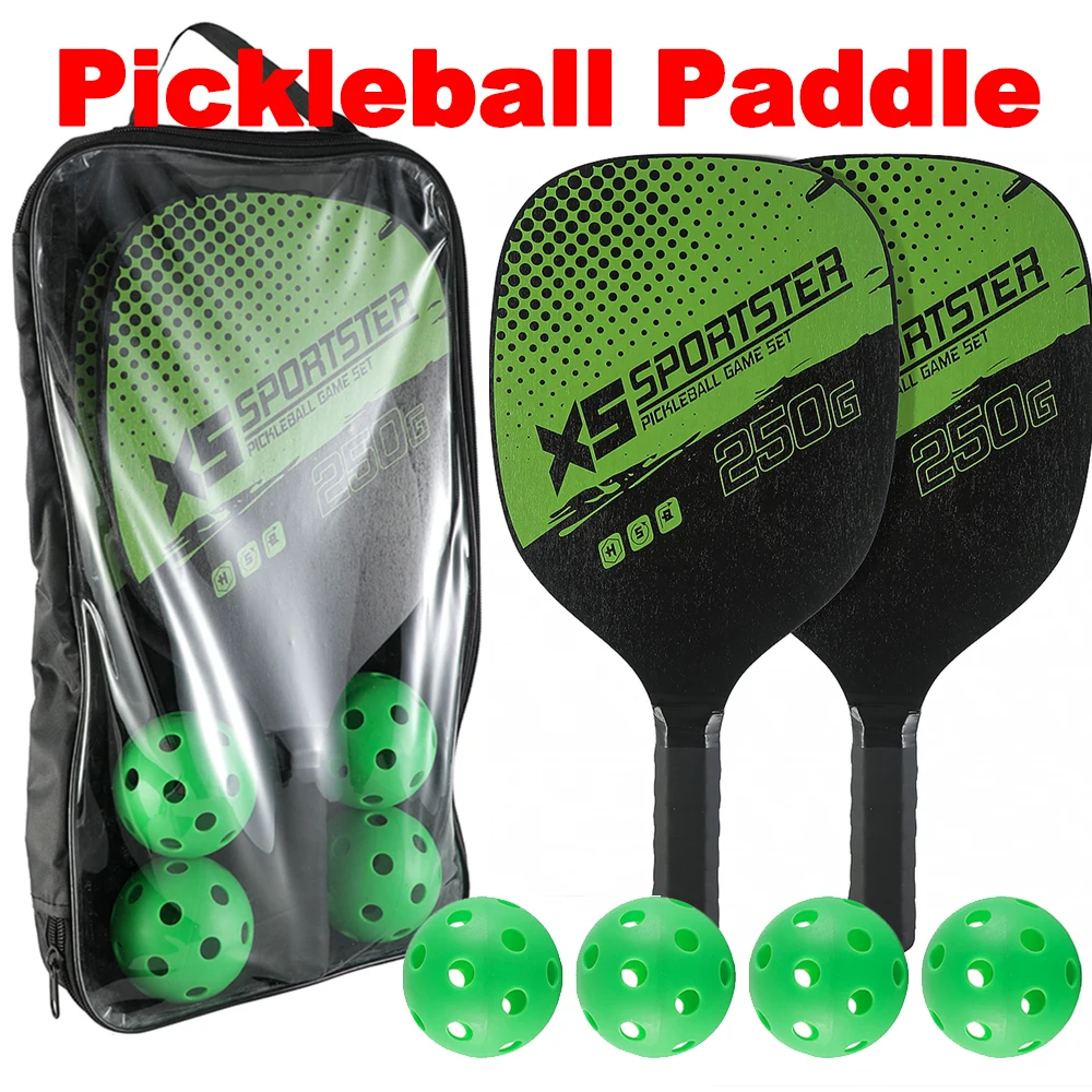 Pickle ball Paddel und Pickle ball Set 2 Schläger 4 Pickle balls tragbar für Indoor Outdoor Übungs geschenke für Männer Frauen