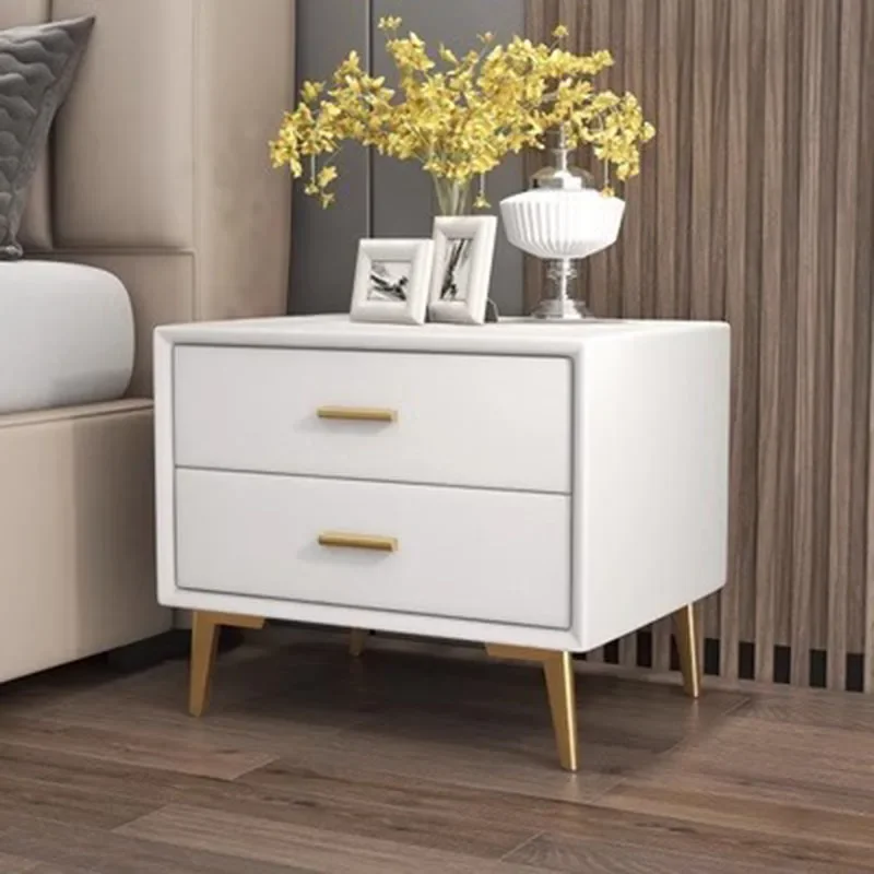 Aesthetic White Nightstand Bedside Storage Cabinet Luxury Minimalist Nightstands Organizer Wooden Tables De Nuit Home Furniture