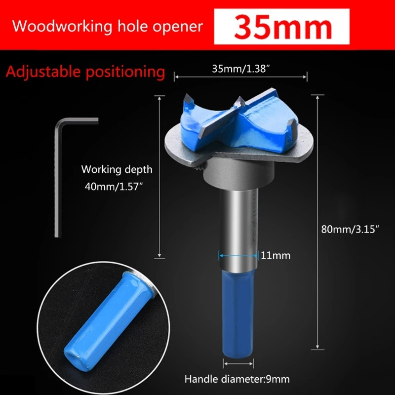 Y1UD Hinge Drill Bit Durable Woodworking Hinge Hole Drilling Bit for Door Hinge Hole Wood Drilling Furniture 35mm