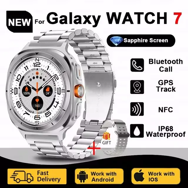 2025 New GPS Smart Watch 7 Ultra Men 47MM AMOLED Screen Multi-Function Compass Sports Fitness Tracker Health Women Smart Watch