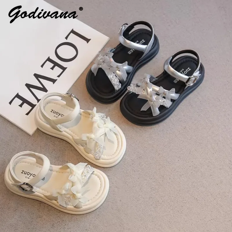 Sweet Little Girls' Sandals Summer Beach Princess Shoes Fashion Soft Sole Non-slip Casual Shoes Cute Bowknot Children's Sandals