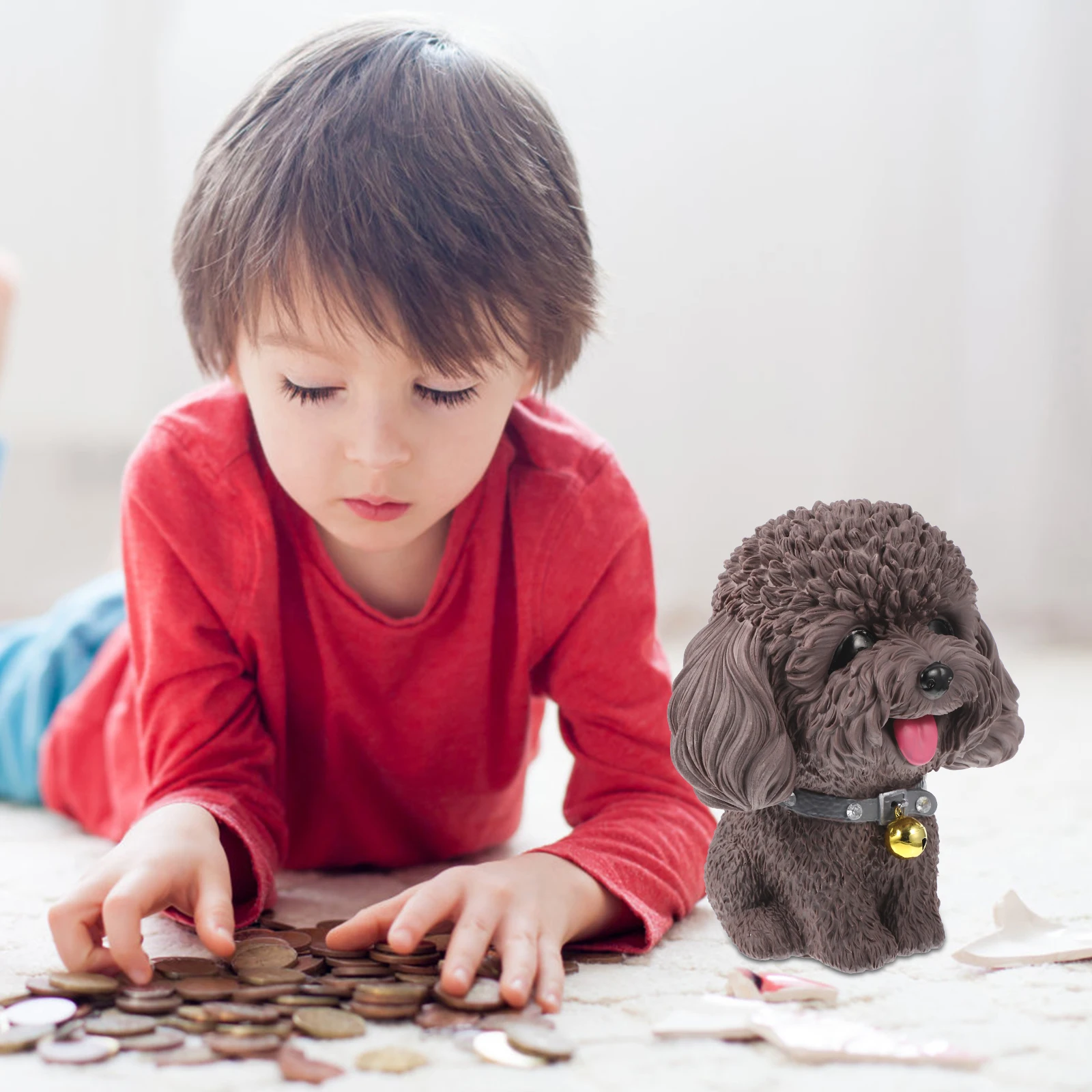 الكرتون الكلب أصبع البنك الفينيل سعة كبيرة الاطفال حصالة لطيف جرو توفير وعاء للأطفال عيد الميلاد هدية عيد الميلاد ديكور سطح المكتب