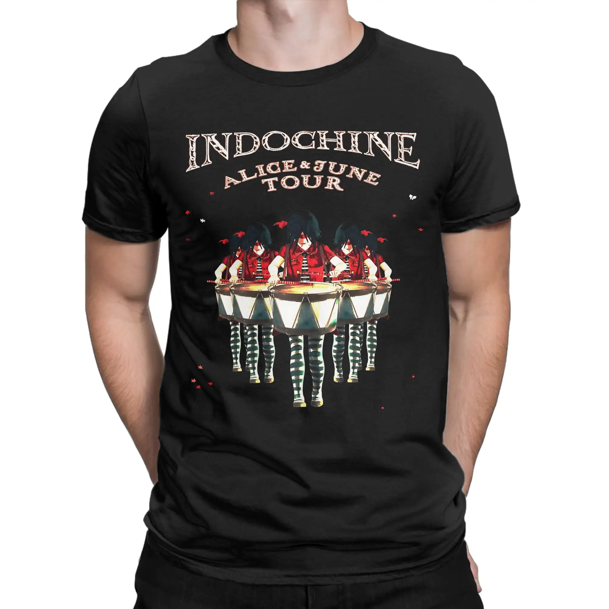 pop rock and new wave Novelty 100% Cotton T-Shirt Indochine Tees Tops For Men