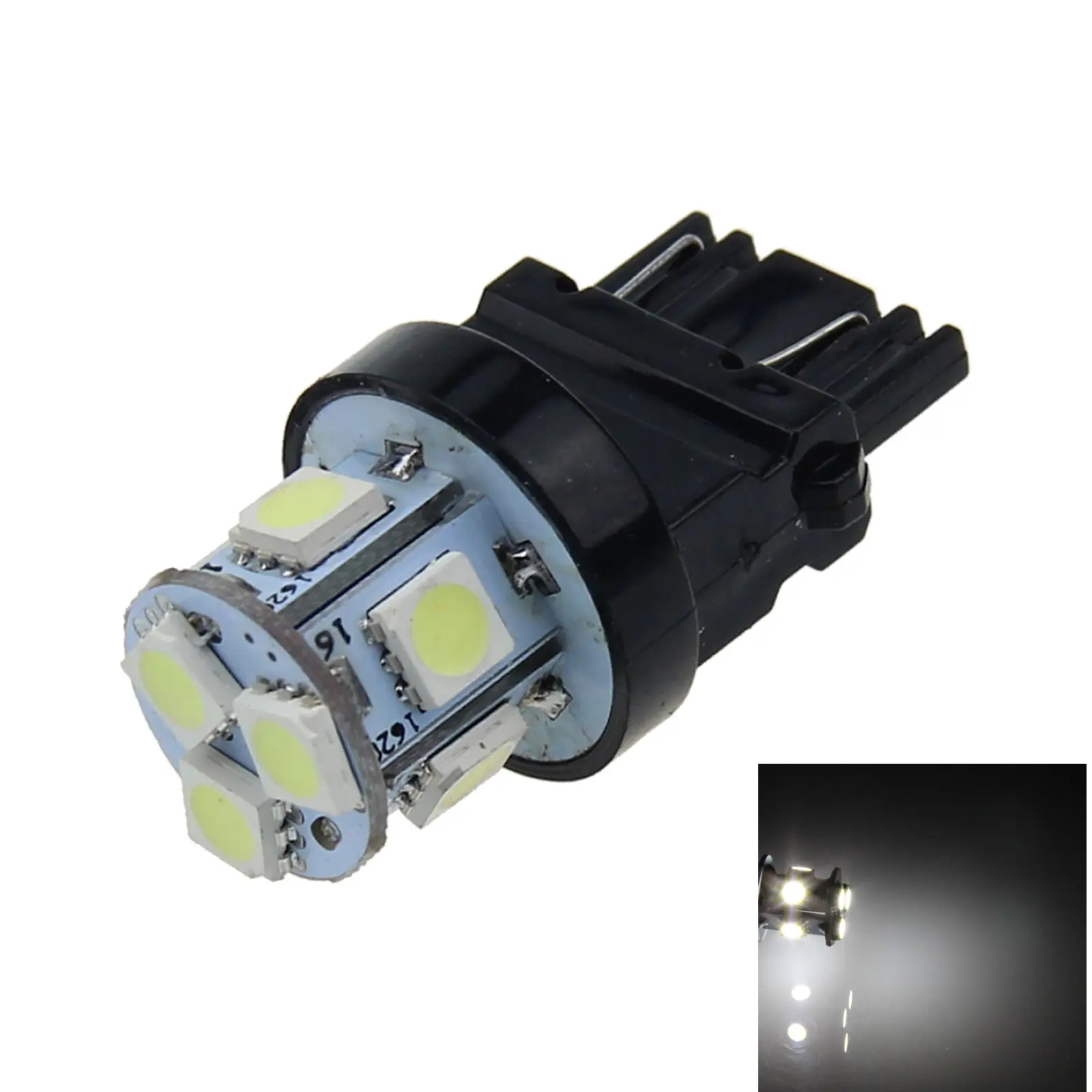 1x White Car 3157 Brake Light Backup Blub 8 Emitters 5050 SMD LED 4157 W2.5q F001-W