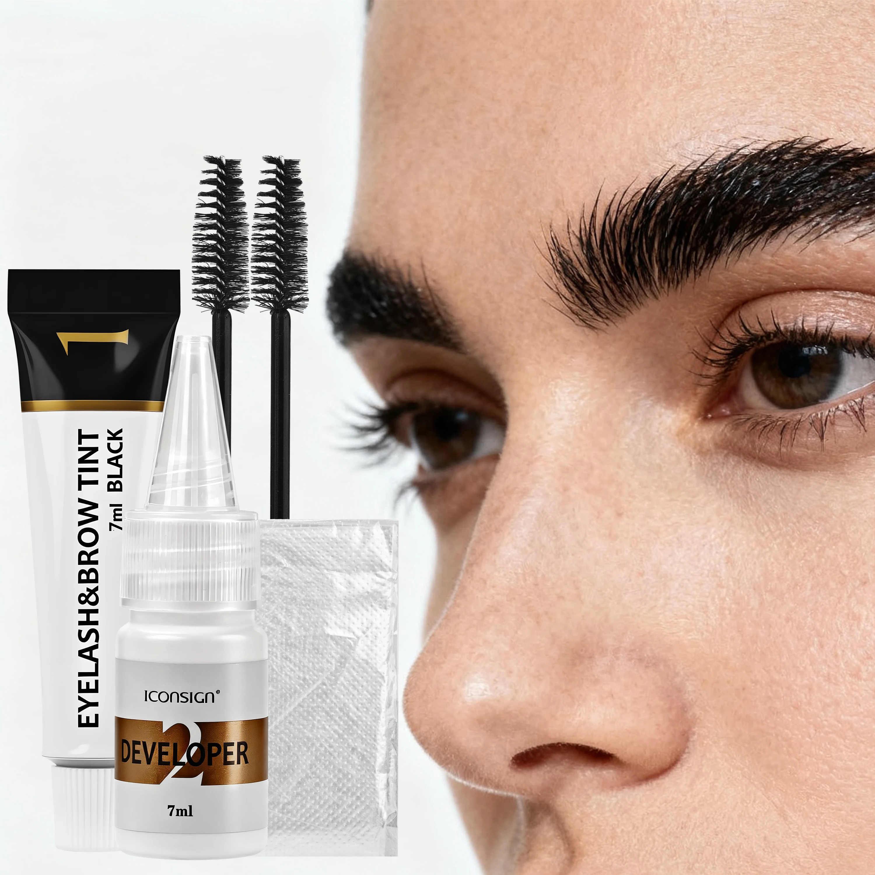 Set di tinta per ciglia per sopracciglia mascara semipermanente Set di tinta per sopracciglia e ciglia impermeabili in 3 colori Impermeabile e resistente al sudore