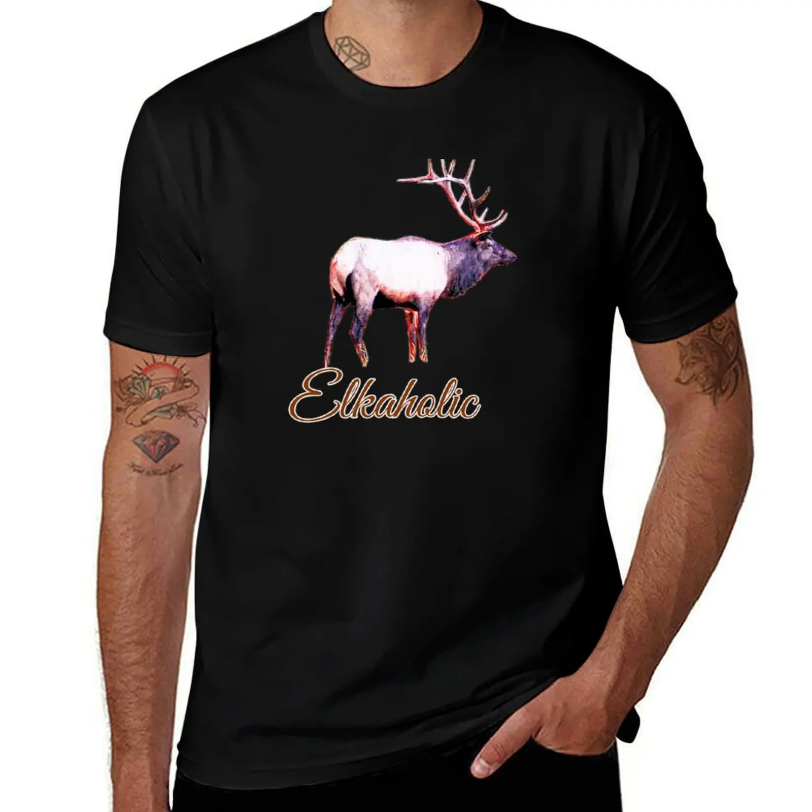 Elkaholic تي شيرت مضحك تي شيرت رجل رجل تي شيرت عالية الجودة الفاخرة العلامة التجارية تي شيرت للرجل الجرافيك تيز تي شيرت