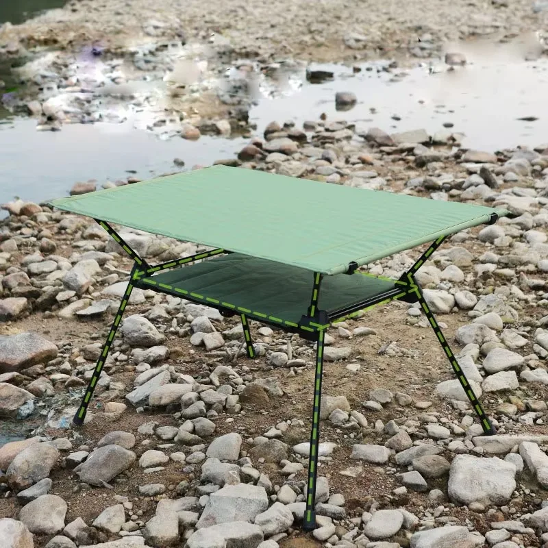 New Arrival 2-Layer 600D Oxford Fabric 6061 Aluminum Alloy Folding Table-Portable Outdoor Camping & Picnic Table with Carry Bag