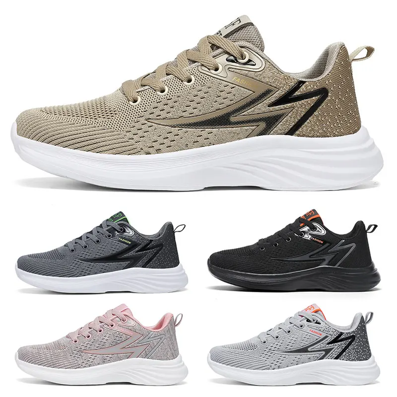 

Women Men Sneakers Summer Breathable Couple Shoes Marathon Running Shoes Gym Mesh Lace Up Solid Soft Sole Plus Size 36-45