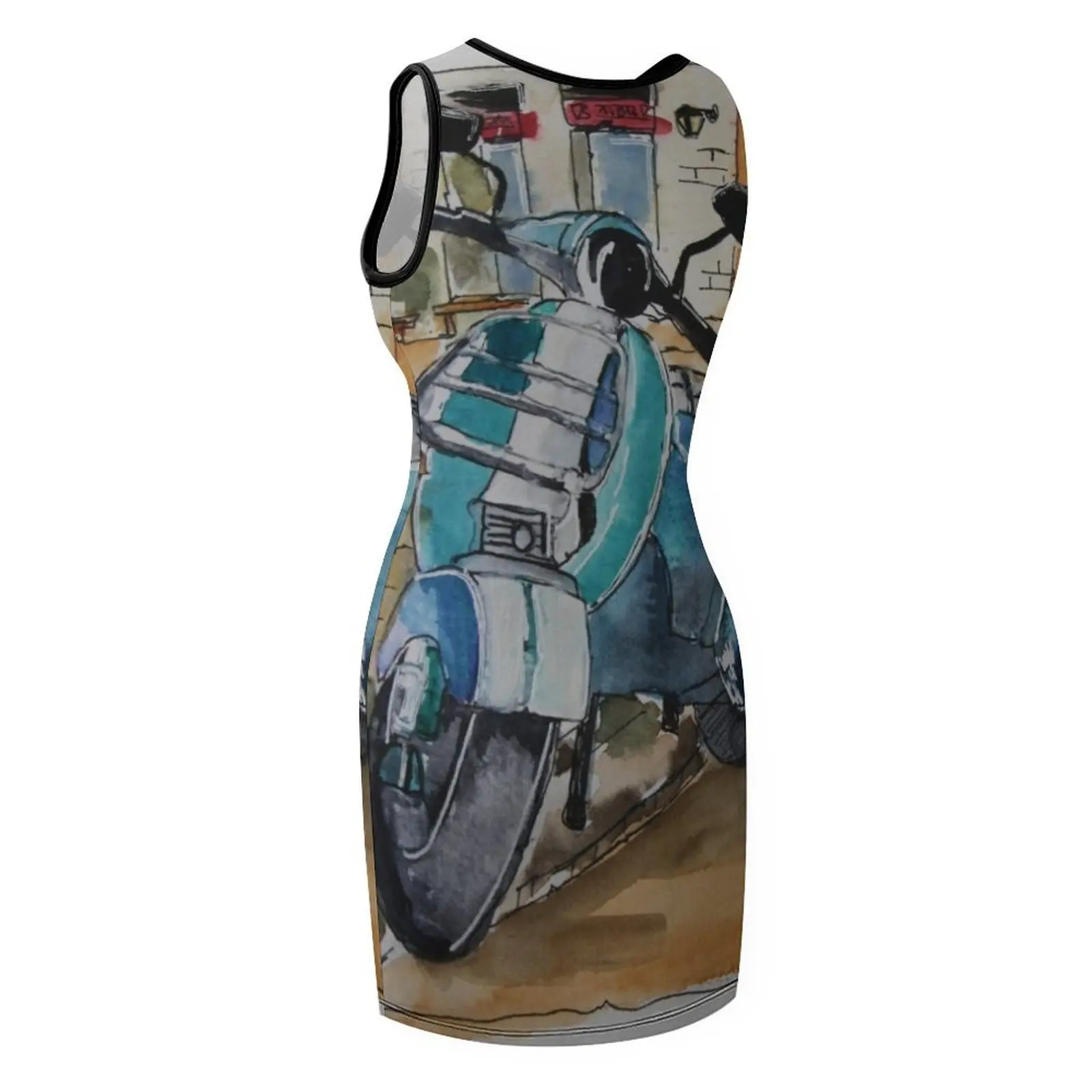 ชุดเดรสสกู๊ตเตอร์แบบไม่มีแขนสไตล์อิตาลี ชุดเดรสวันเกิด ชุดเดรสสำหรับงานพรอม ชุดเดรสสำหรับผู้หญิง