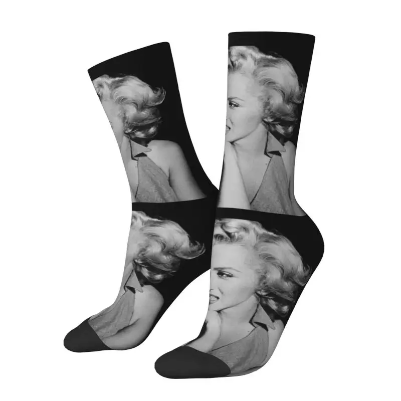 Sexy Golden Girl Monroe Marilyns Dress Socks Men's Women's Warm Funny Novelty Crew Socks