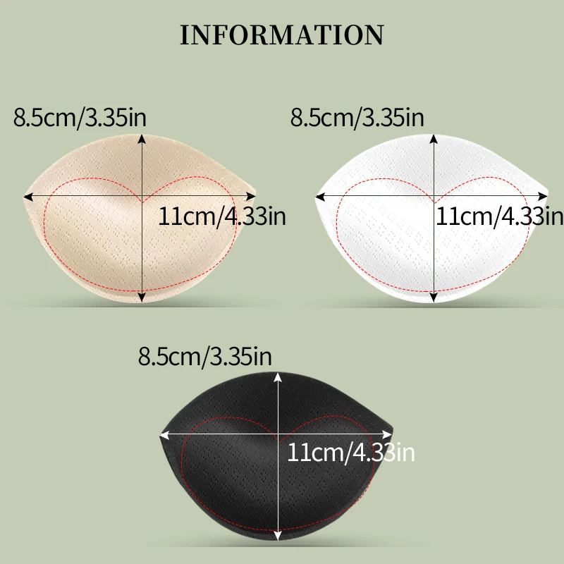 2 Pieces of Soft and Comfortable Dumpling-Shaped Sponge Breast Pads, Suitable for Women's Bras and Underwear, Removable, Washable, and Reusable
