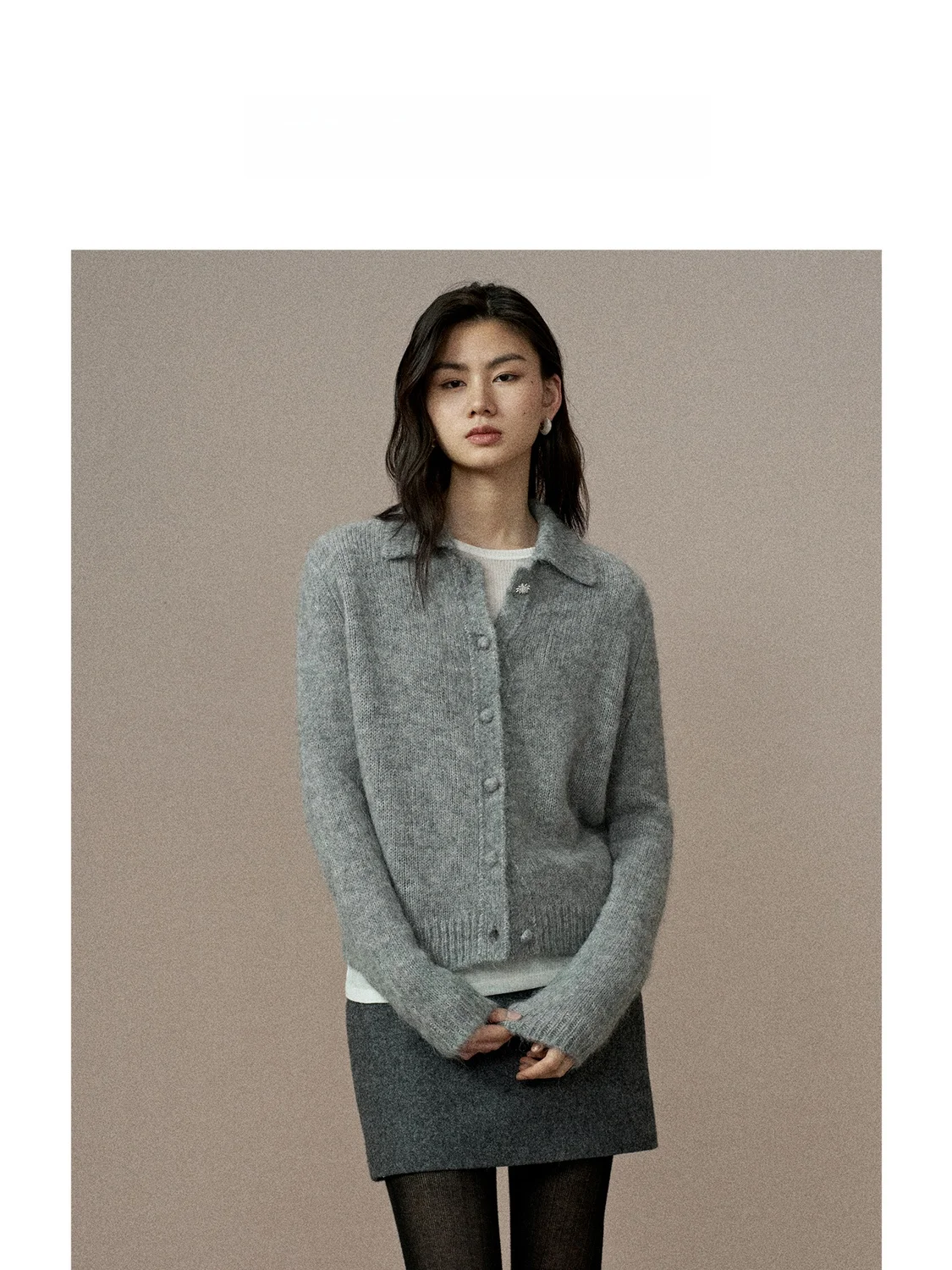 

Вязаный кардиган ZhiZhi Glass с отложным воротником, длинными рукавами, для женщин, для повседневной носки, зимний, новинка, стандартный крой, мягкий нейлон