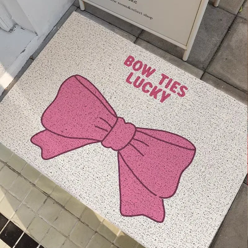 Entrance Doormat Bow Design Welcome Rug Dirt Trapping Pvc Silk Ring Carpet Anti-slip Entry Door Mats Fußabtreter Tapis D'entrée