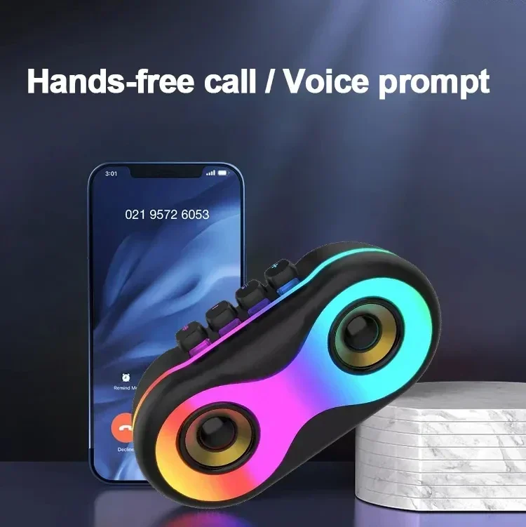 Портативный двойной динамик, мини-сабвуфер, Bluetooth-динамик, цветная подсветка RGB, настольный беспроводной Bluetooth-динамик для уличного домашнего кинотеатра