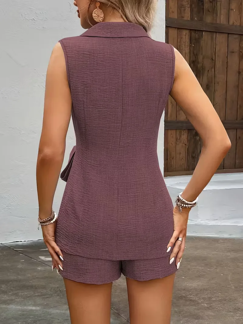 2026 Women's Summer Comfortable Blazer Vest Wide Leg Pants Suit