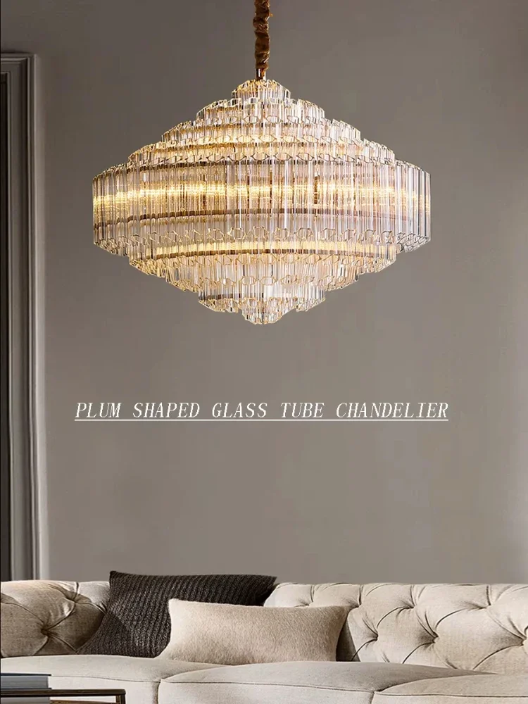 Modern Luxury Glass Crystal Chandelier Lighting Brown Designer Decoration Big Classic Hanging Lamps Living Room Home-appliance