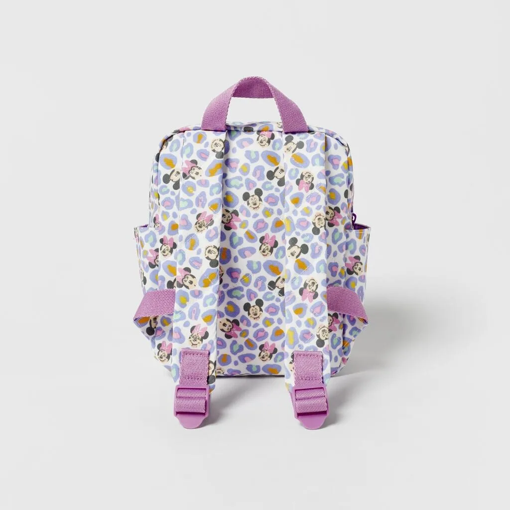 Meninas desenhos animados impressão dois-ombro sacos, luz respirável mochilas, crianças sacos ao ar livre, moda, roxo