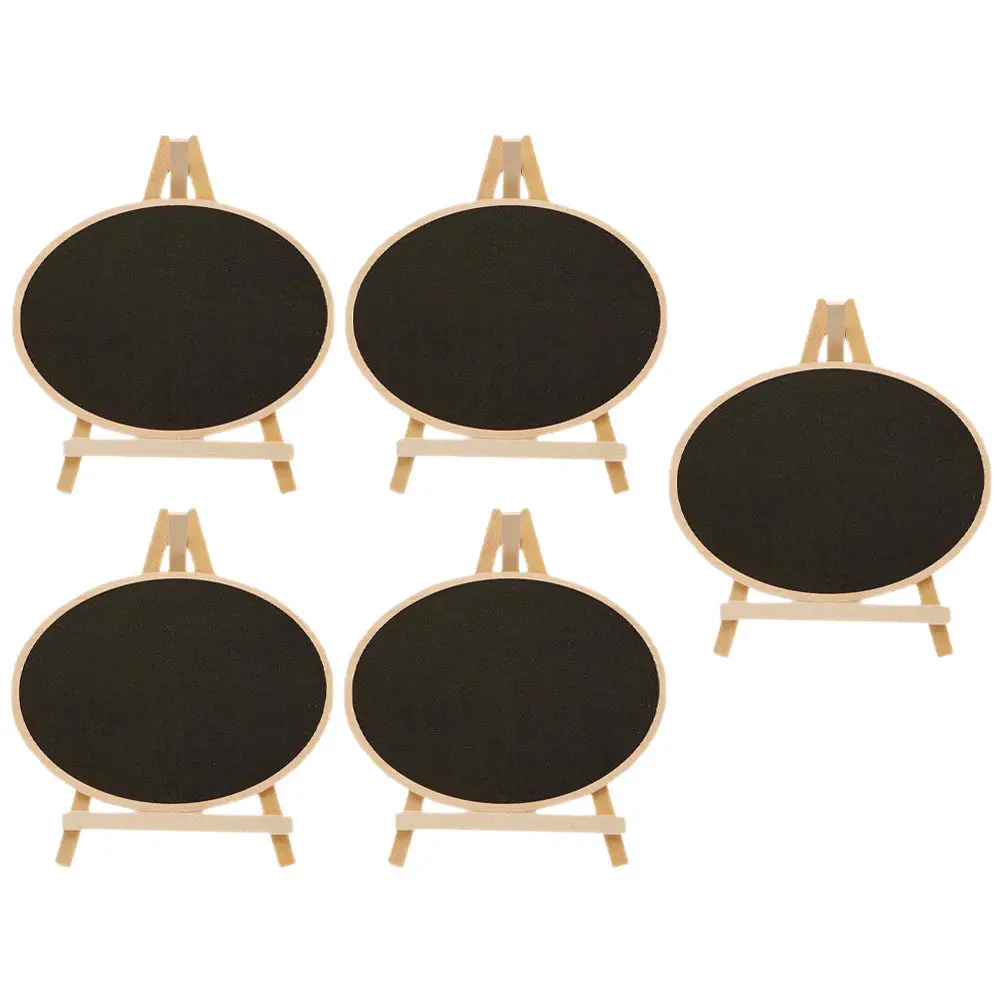 5Pcs Vintage Wooden Standing Chalkboard Sign Desktop Message Board Tabletop Blackboard Decor for Wedding Menu Price List Bar