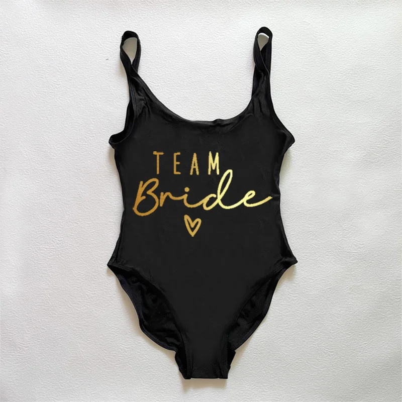 S-3XL One-Piece Swimsuit Women Team Bride Summer Swimwear Higt Cut Low Back Bathing Suit Bachelor Party Swimming Suit Beachwear image 4