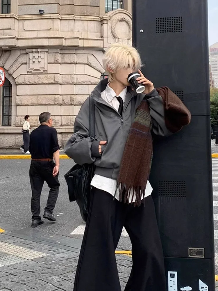 

American Sle Pilot Jaet Men's Winter Loose Fit ort Cotton Bomber Baseball Coat Youth Trendy Long Sve Zipper Coat